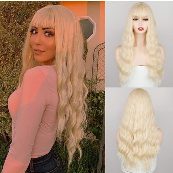 24inch Natural Blonde Long Wavy Wig